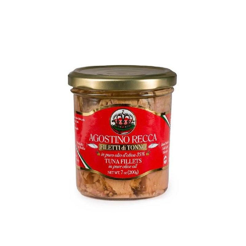 Agostino Recca Sicilian Tuna Fillets in Olive oil in jar - 200g - gourmet-de-paris-london